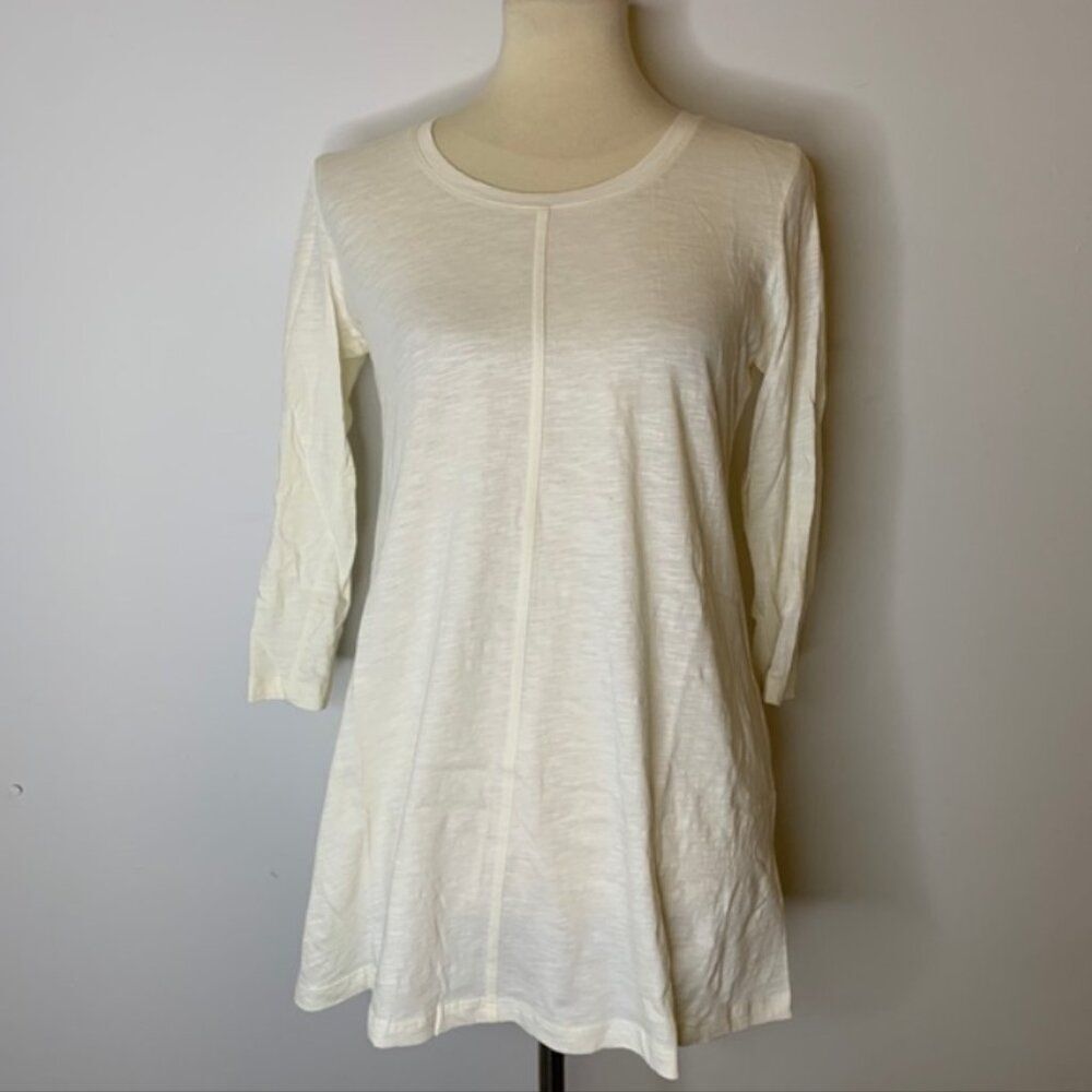 NWT LOGO by Lori Goldstein Slub Knit 3/4 Sleeve Swing Top | Size XXS